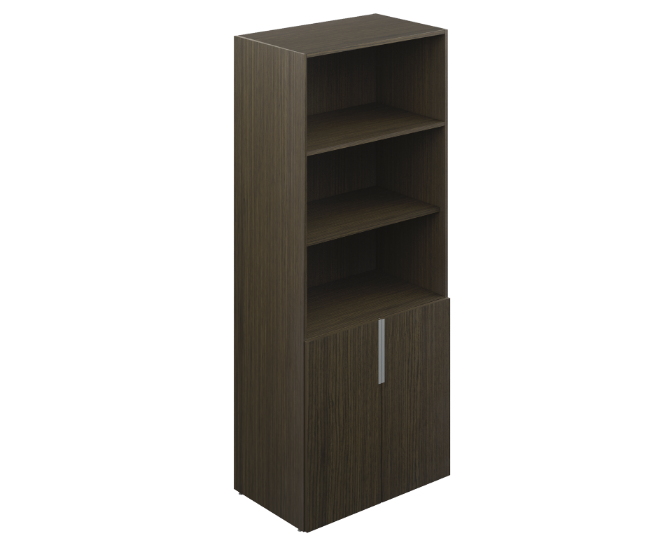 2-Shelf open bookcase with 2-door cabinet 30 x 18 x 72" Bento
