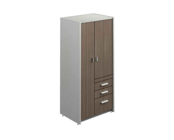 [GBR495180LBP30BP10] 3 Drawer combo storage and wardrobe cabinet 33 x 24 x 72" Prime (Izquierdo, Oxford, Baja Presion Silver)