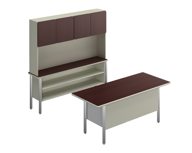 [GAO120CVBP04LL02] Conjunto Ejecutivo 180 x 205 x 167 cm Concord (Con Vidrio, Cherry, Beige)