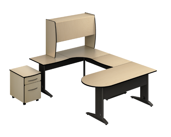 [GAK121MM3M19BP04PL00] Conjunto Ejecutivo Diagonal 19MM 160 x 230 x 155 cm 3MM Cyber (Cherry, En Polvo Negro)